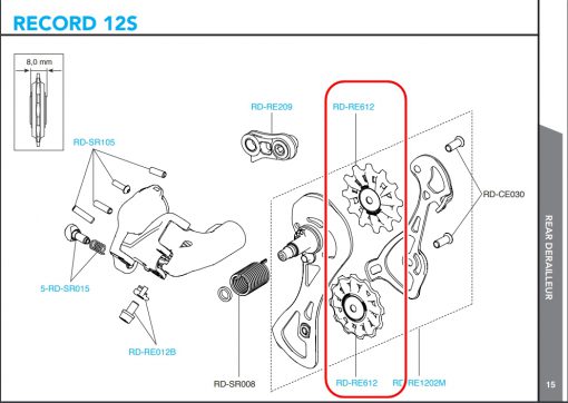 CAMPAGNOLO　RD-RE612 Record 12s derailleur pulleys(8.0mm)